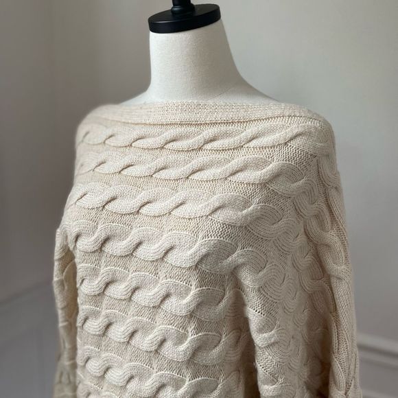 Military Hippie Horizontal Cable Knit Dolman Sweater L XL - Picture 2 of 5